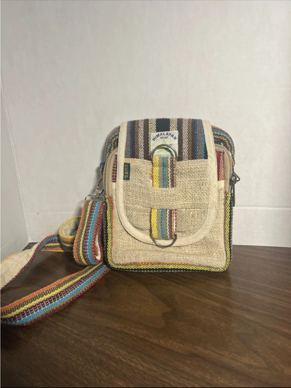 Himalayan Multi-Stripe Hemp Crossbody Bag - Natural Multi
